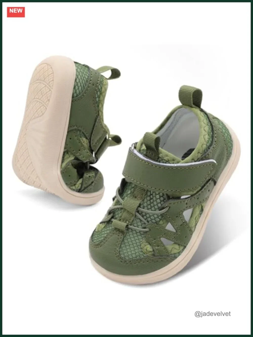 Kids Barefoot Sandals Water Shoes Quick-Dry Non-Slip Adjustable Hook & Loop